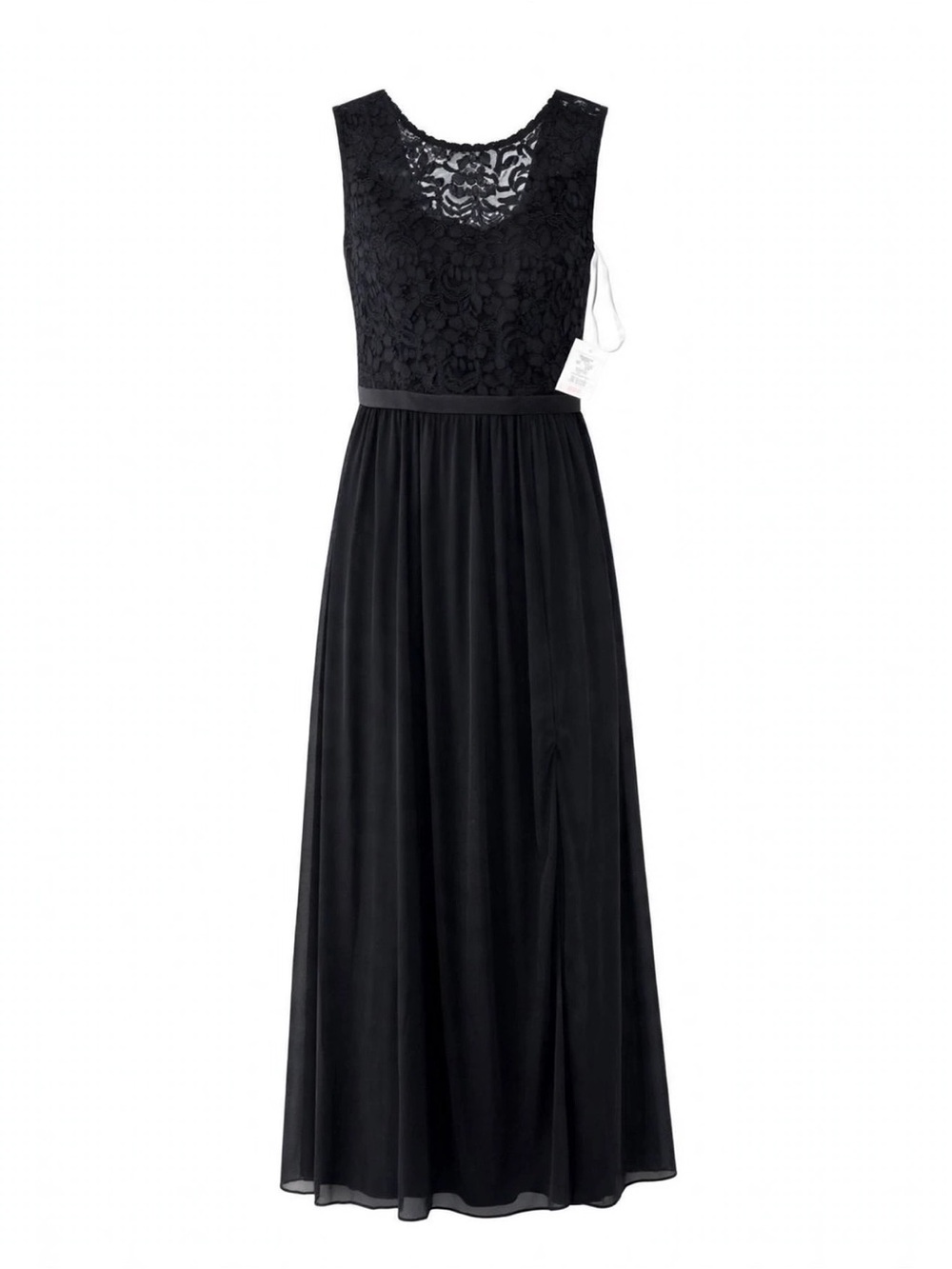 Romantic Black Lace & Chiffon Maxi | David’s Bridal | Formal • Evening • Wedding